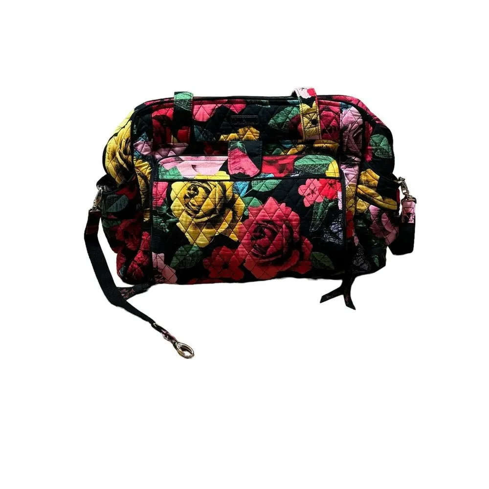 Vera Bradley Ultimate Baby Diaper Overnight Bag Quilted Roses Floral Pockets